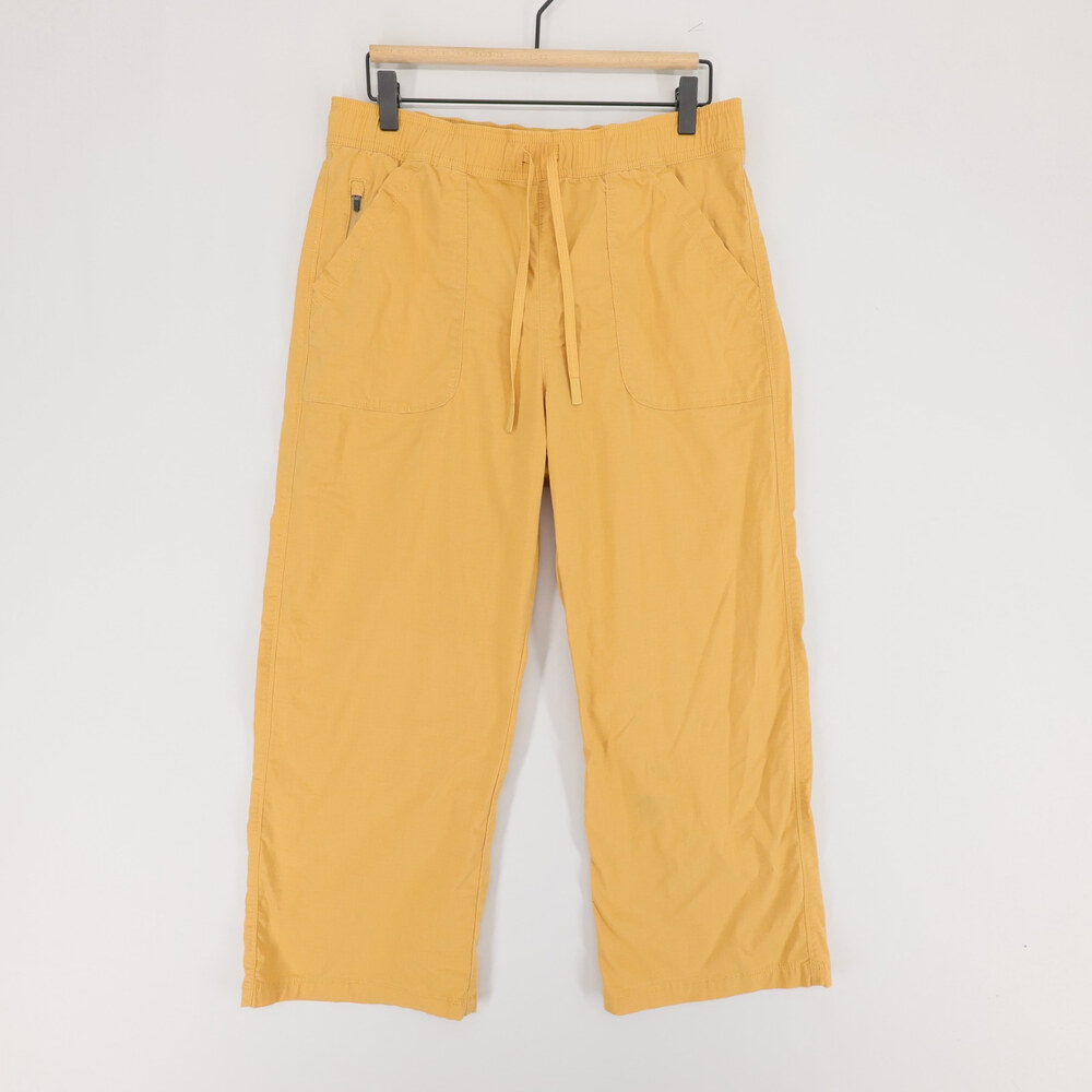 Title Nine Scout Ankle Pants Womens M Yellow Elastic Waist Ripstop Outdoor